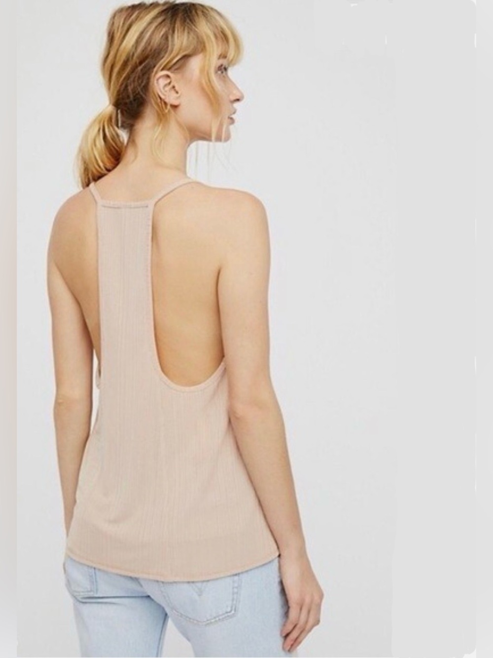 NWT Intimately Free People Slinky Slink Racerback Tank Top, Nude Size S.